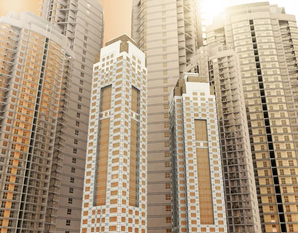 Rascacielos renderizado 3d . —  Fotos de Stock