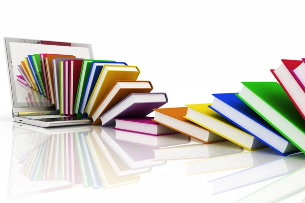 Books from your laptop on a white background — Stock Photo, Image