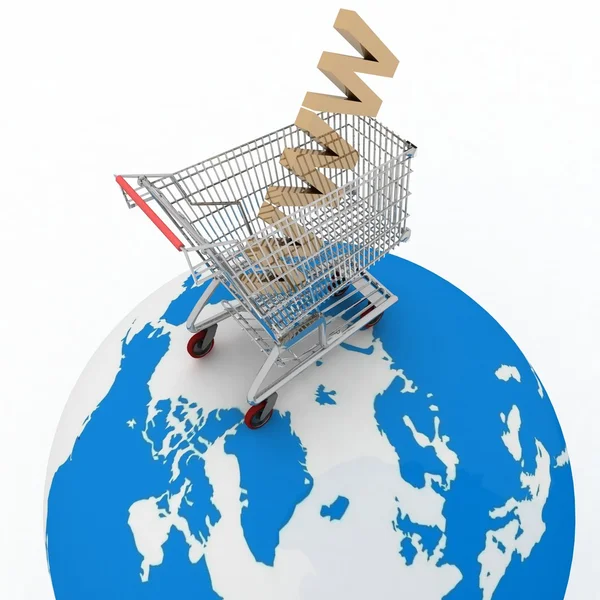 3d shopping on Earth in Internet — Stock Photo, Image