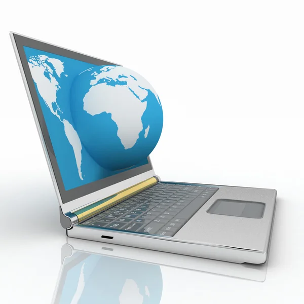 Globe op het scherm van de laptop — Stockfoto