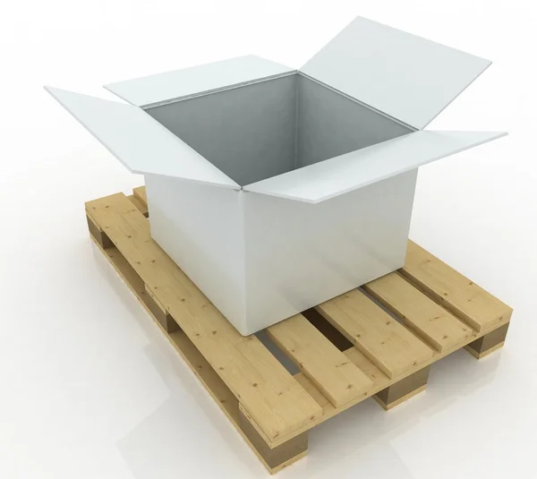 3D Render weißer Kasten geöffnet — Stockfoto