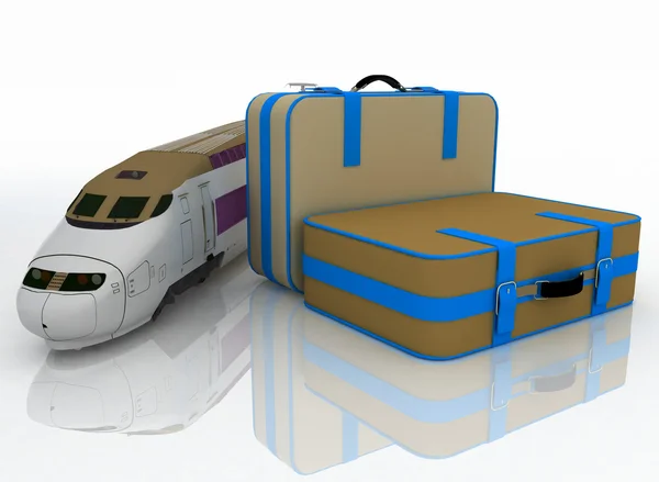 Suitcases and train — Stock Photo, Image