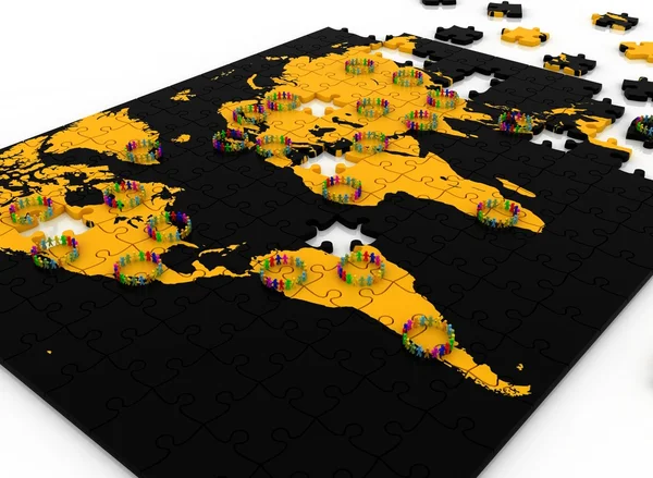 Людська мережа на карті світу — стокове фото
