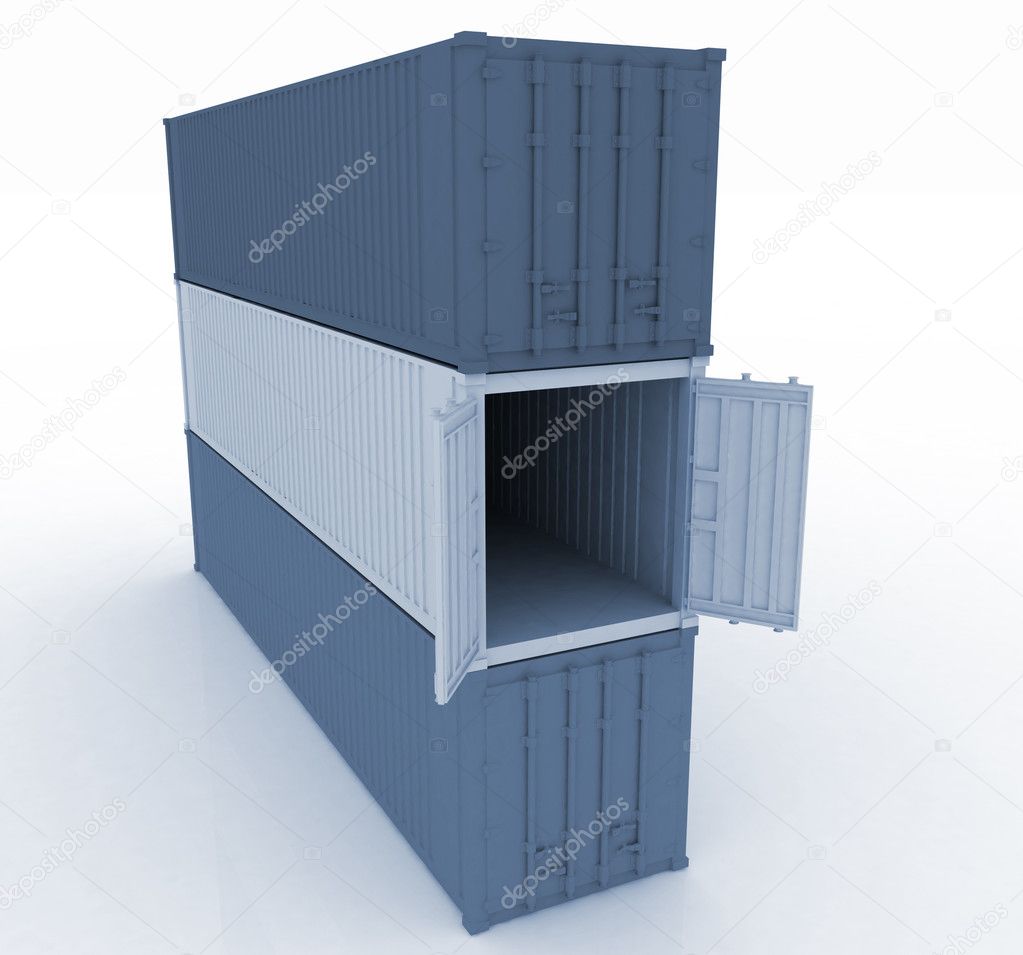 3d illustration of cargo containers
