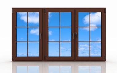 3d closed plastic window on white background clipart