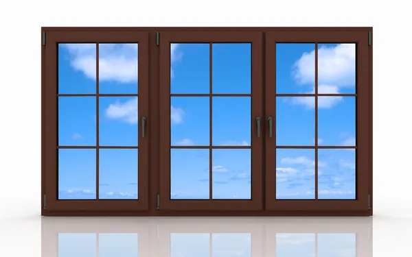 白い背景の上の 3 d の閉じたプラスチック製の窓 — ストック写真