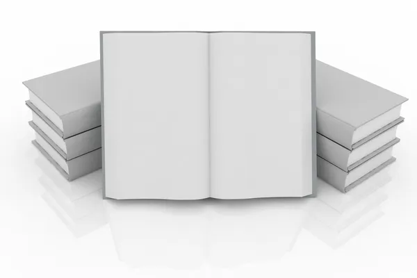 3D knihy na bílém pozadí — Stock fotografie