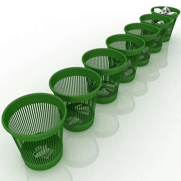 Row of baskets for garbage — Stock Photo, Image