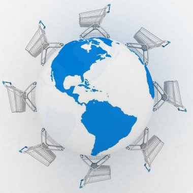 Shopping carts around the world. clipart