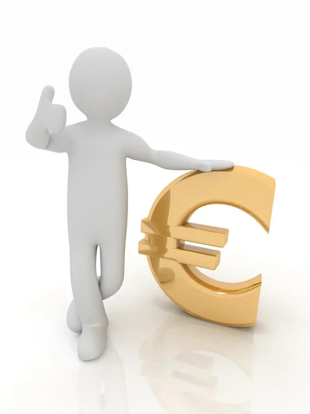 3d man rely on euro — Stock Photo, Image