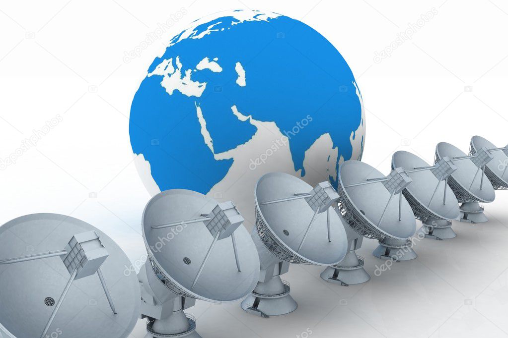 Earth globe with radio aerials