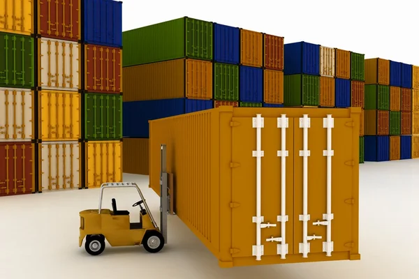 Beladung des Containers auf weiß — Stockfoto