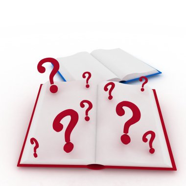 Open books and a question marks. clipart