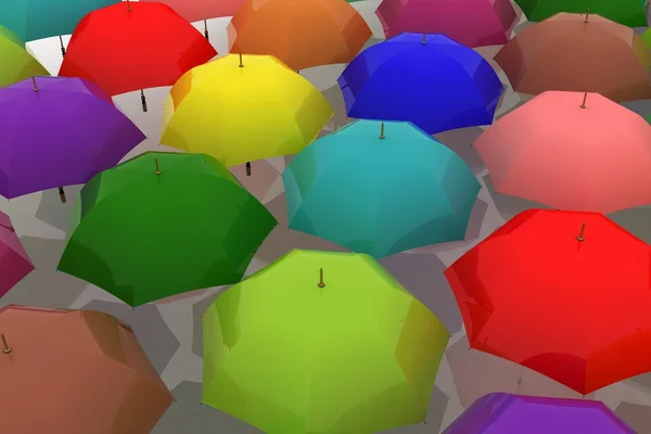 许多五彩缤纷的遮阳伞 — 图库照片