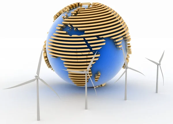 Windturbines en aarde — Stockfoto