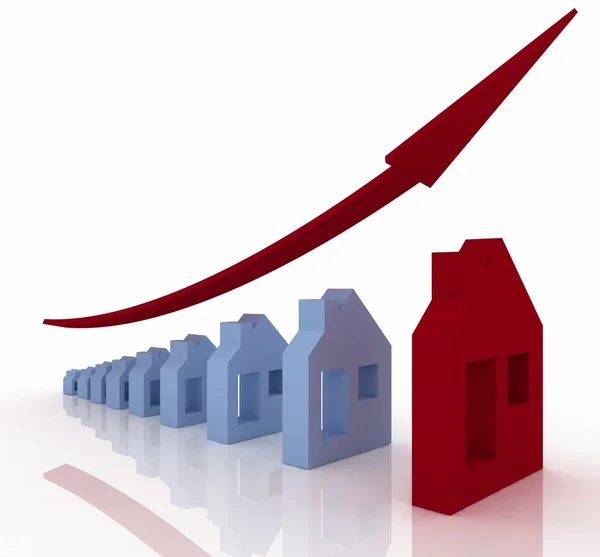 Рост недвижимости показан на графике — стоковое фото