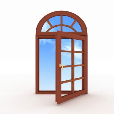 Opened plastic window on white background clipart