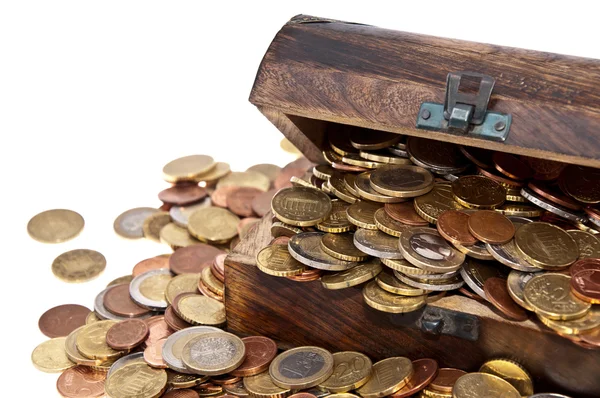 Wooden treasure box (macro view) — Stock Photo, Image