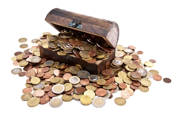 Treasure with Euro-Coins (total view) — Stock Photo, Image