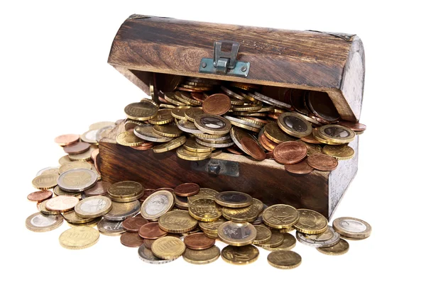 Treasure box with coins — Stock Photo, Image