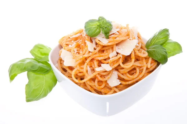 Portion of spaghetti with pesto rosso — Stock Photo, Image