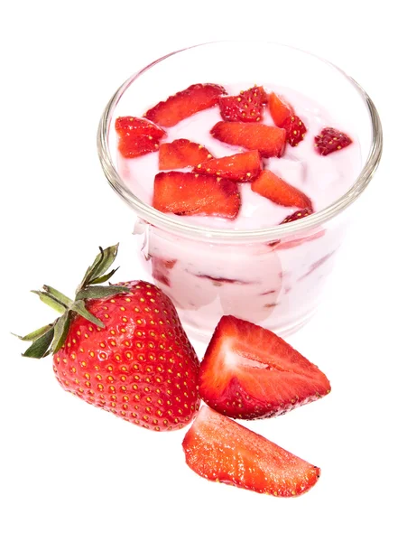 stock image Fresh Strawberry yoghurt on white