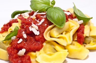 Fresh Tortellini on a plate (macro view) clipart