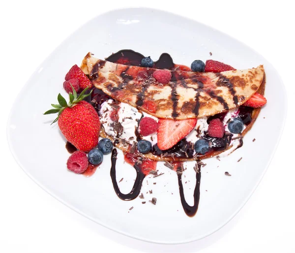 Stock image Ice Cream in Pan Cake with fruits