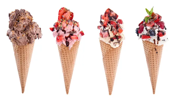 ワッフルのアイスクリームの装飾 — ストック写真
