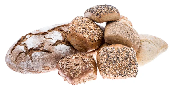 Na białym tle sterty chleba — Zdjęcie stockowe