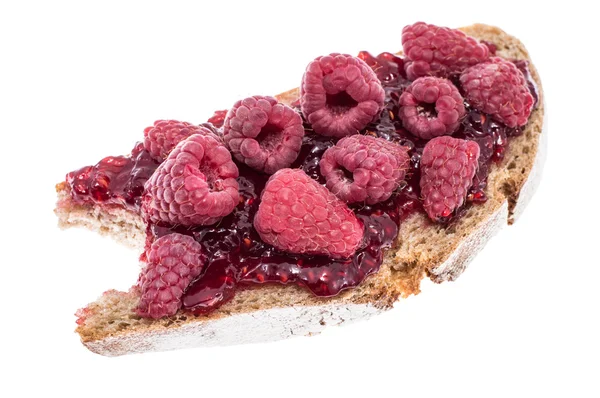 Bread with Raspberry Jam on white — Zdjęcie stockowe