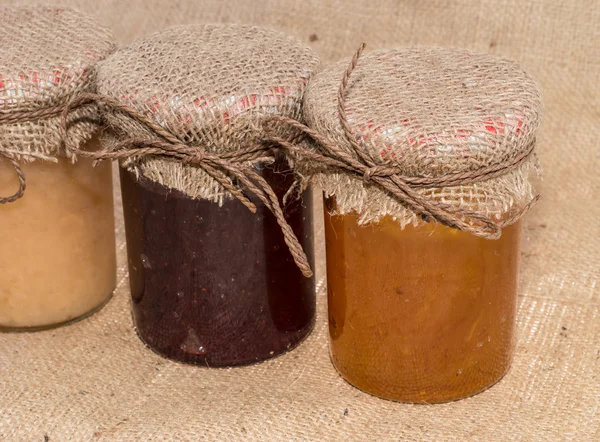 Fresh made Jam in jars — Stock Photo, Image