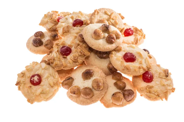 Halda s smíšené soubory cookie na bílém pozadí — Stock fotografie