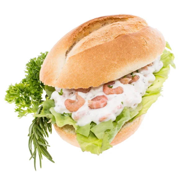 흰색 절연 새우 샐러드와 롤 — 스톡 사진