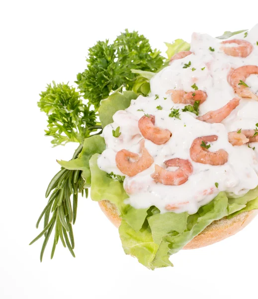 stock image Roll with Shrimp Salad isolated on white