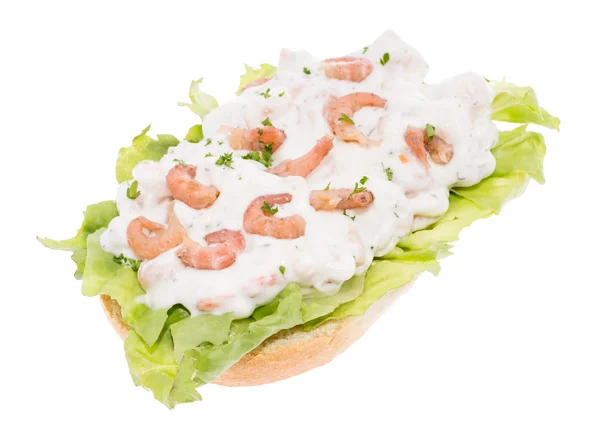 Roll with Shrimp Salad isolated on white — Stock Photo, Image