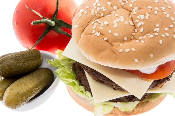 Doppelter Burger mit Zutaten — Stockfoto
