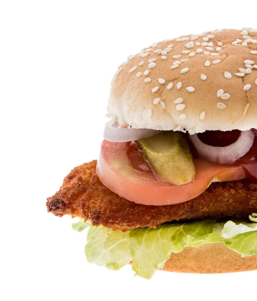 Kip Hamburger geïsoleerd op wit — Stockfoto