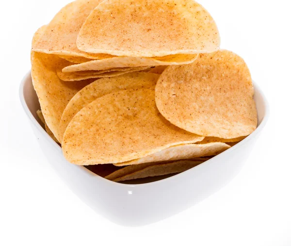 Högen av chips i en skål — Stockfoto