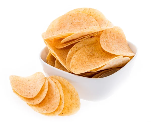Montón de patatas fritas en un tazón —  Fotos de Stock