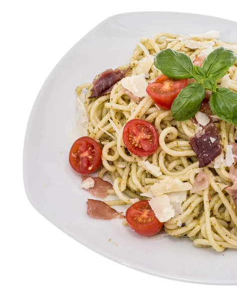 Prato com Espaguete e Pesto — Fotografia de Stock