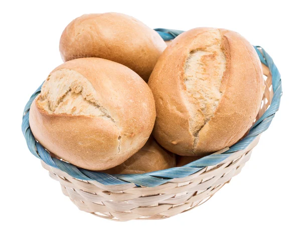 stock image Small basket filled with buns on white