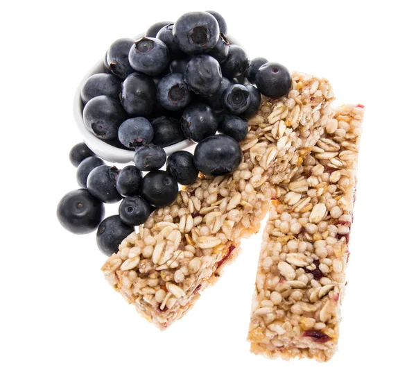 Granola Bars with Blueberries - isolated — Stock Photo, Image