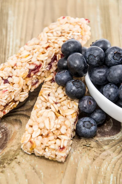 Muesli Bars with Blueberries in a bowl — Stock Photo, Image