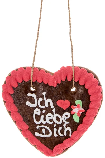Corazón de jengibre con te amo en alemán —  Fotos de Stock