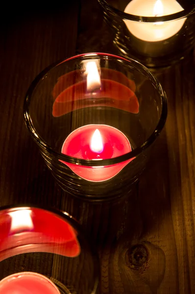 在眼镜中的蜡烛 — 图库照片