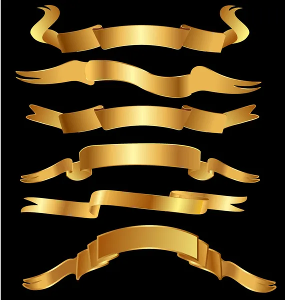 Altın antika afiş şerit vektör ayarla — Stok Vektör