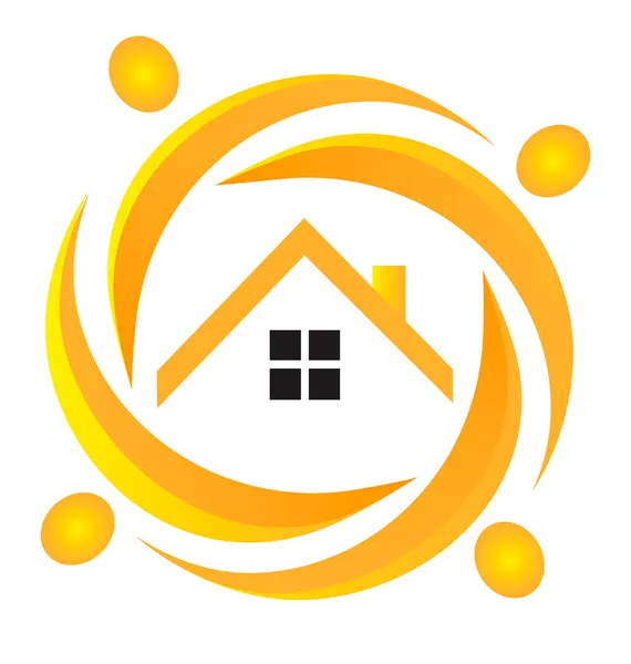 Логотип командной работы по недвижимости — стоковый вектор