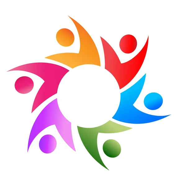 円のロゴのベクトル周りチームワーク ビジネス — ストックベクタ
