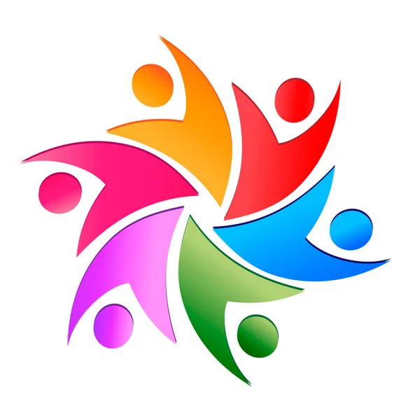 Travail d'équipe swoosh logo vecteur — Image vectorielle